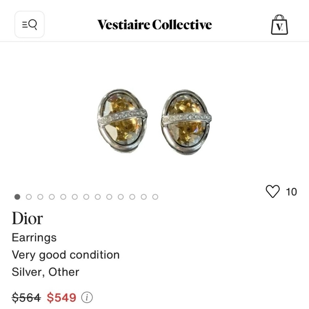 Dior Silver and Pearl-Tone Clip-On Earrings - Picture 4 of 9